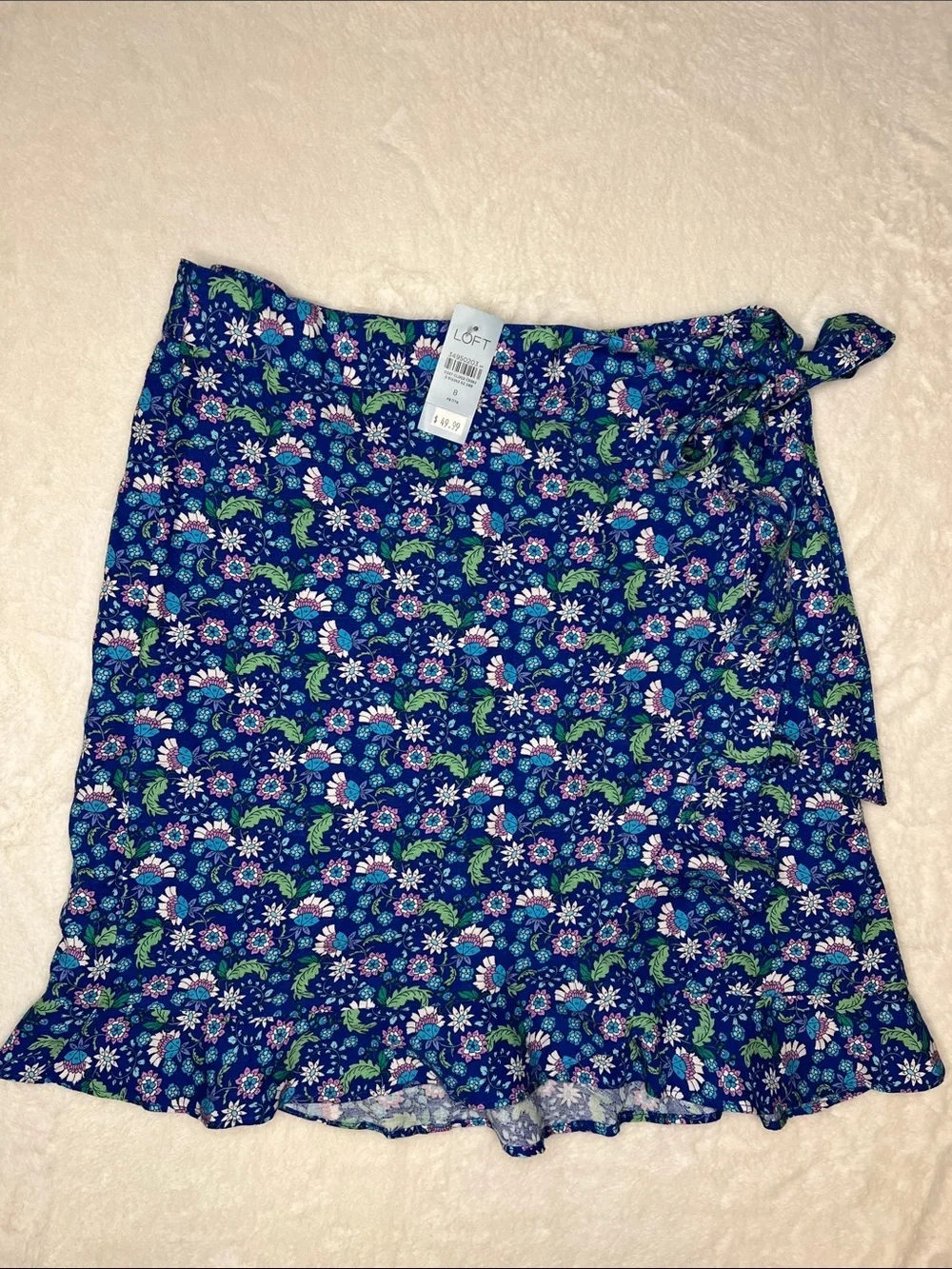 LOFT Navy Floral Wrap Skirt Size 8P NEW
